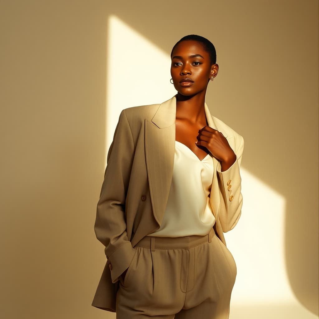 Person in a beige linen suit